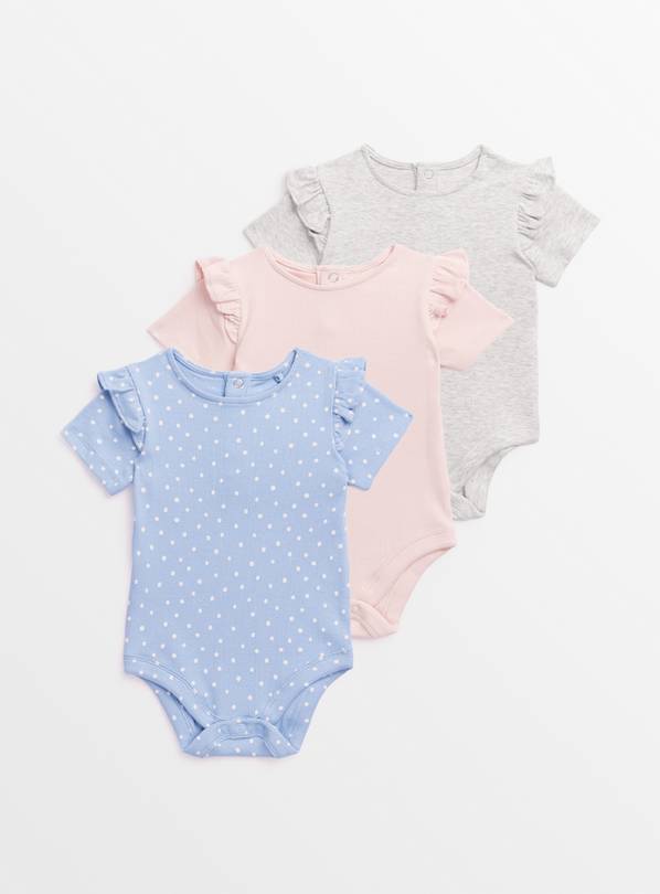 Plain Ribbed Bodysuits 3 Pack  6-9 months